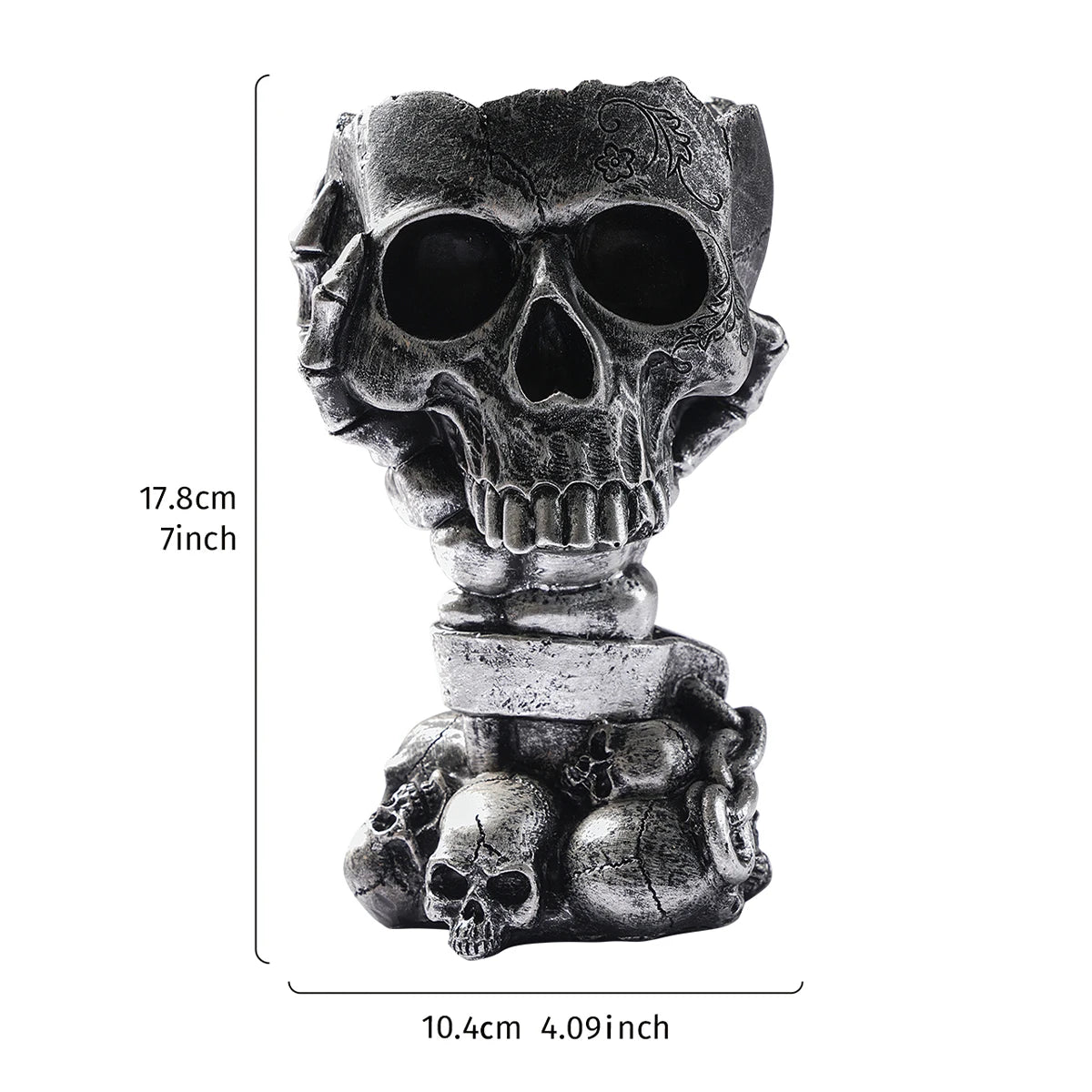 1PC, Halloween Party Punk-Style Mechanical White, Black Gold, and Silver-Black Skull-Shaped Vases