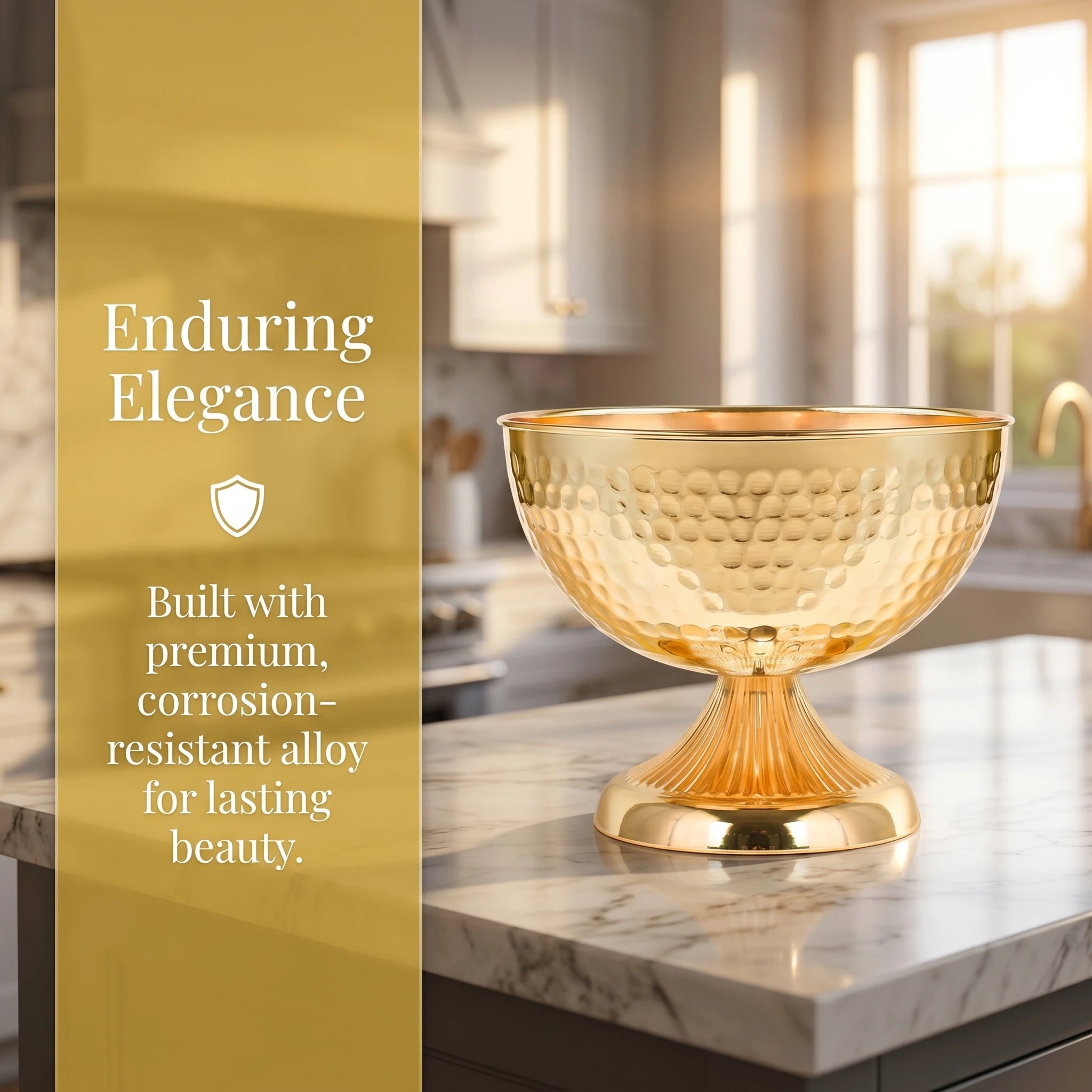 Hammered Gold Pedestal Flower Bowl Electroplated Metal Plated Vase with Trumpet Base for Wedding Centerpiece Floral Arrangement