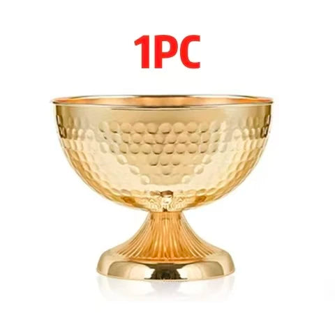 Hammered Gold Pedestal Flower Bowl Electroplated Metal Plated Vase with Trumpet Base for Wedding Centerpiece Floral Arrangement