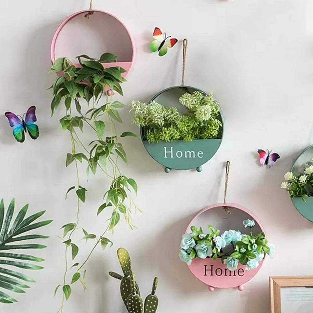 1pc-Wall Hanging Planter Oblate Flower Vase For Hydroponics Plants, Home Office Living Room Decor