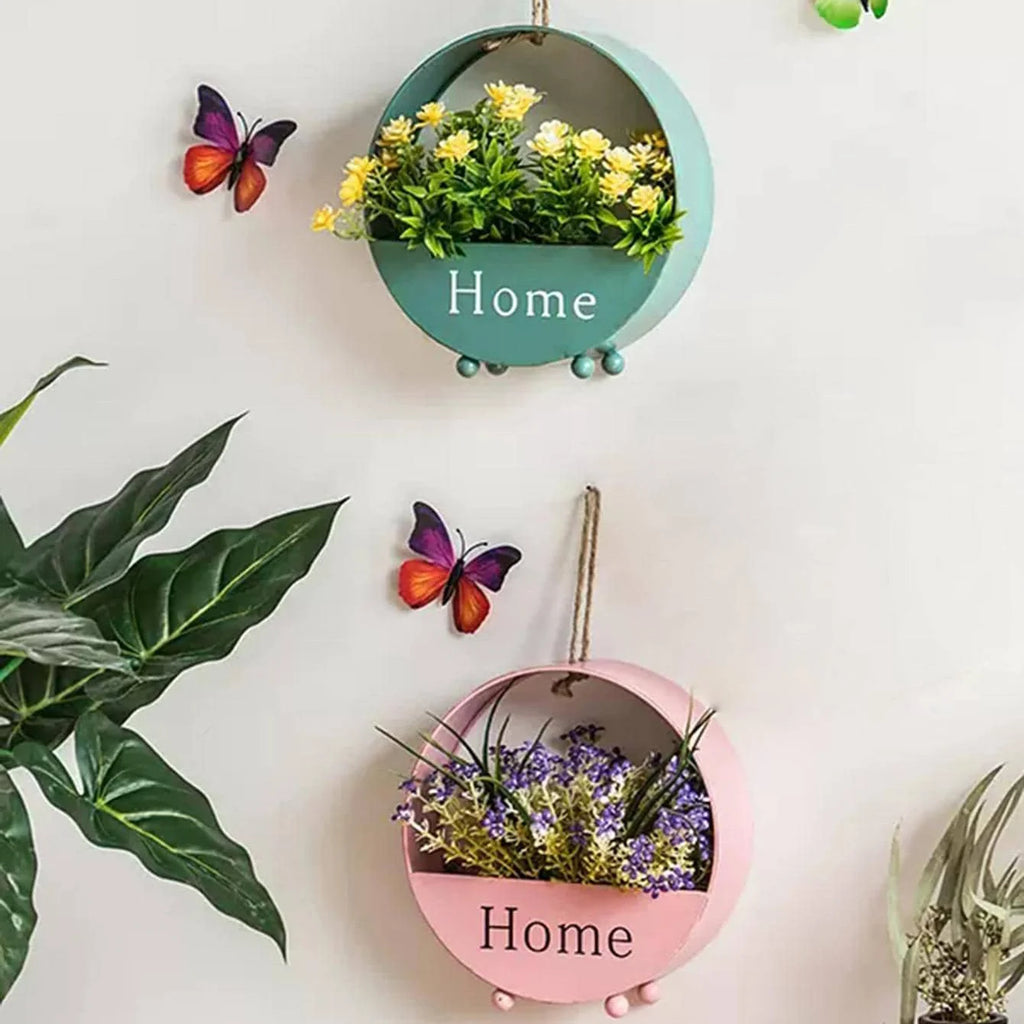 1pc-Wall Hanging Planter Oblate Flower Vase For Hydroponics Plants, Home Office Living Room Decor