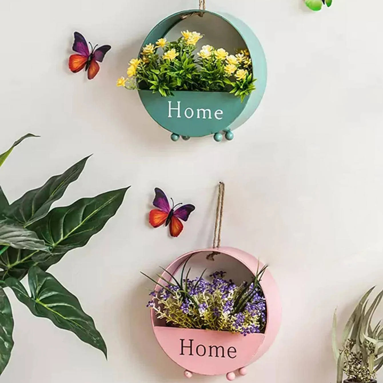 1pc-Wall Hanging Planter Oblate Flower Vase For Hydroponics Plants, Home Office Living Room Decor