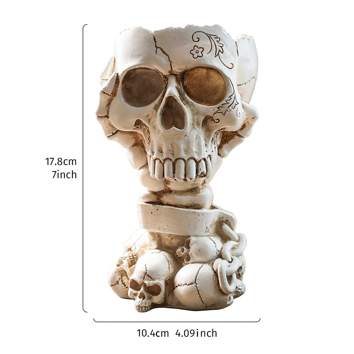 1PC, Halloween Party Punk-Style Mechanical White, Black Gold, and Silver-Black Skull-Shaped Vases