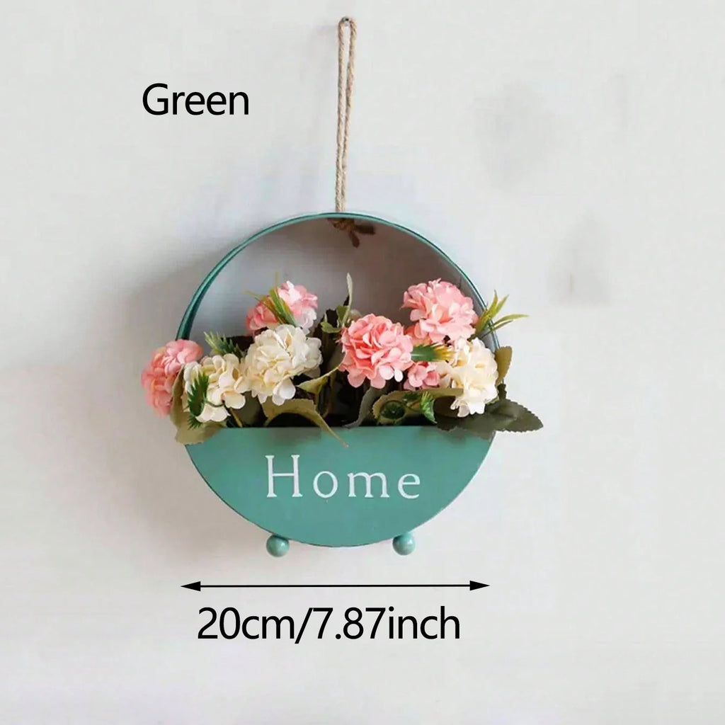 1pc-Wall Hanging Planter Oblate Flower Vase For Hydroponics Plants, Home Office Living Room Decor