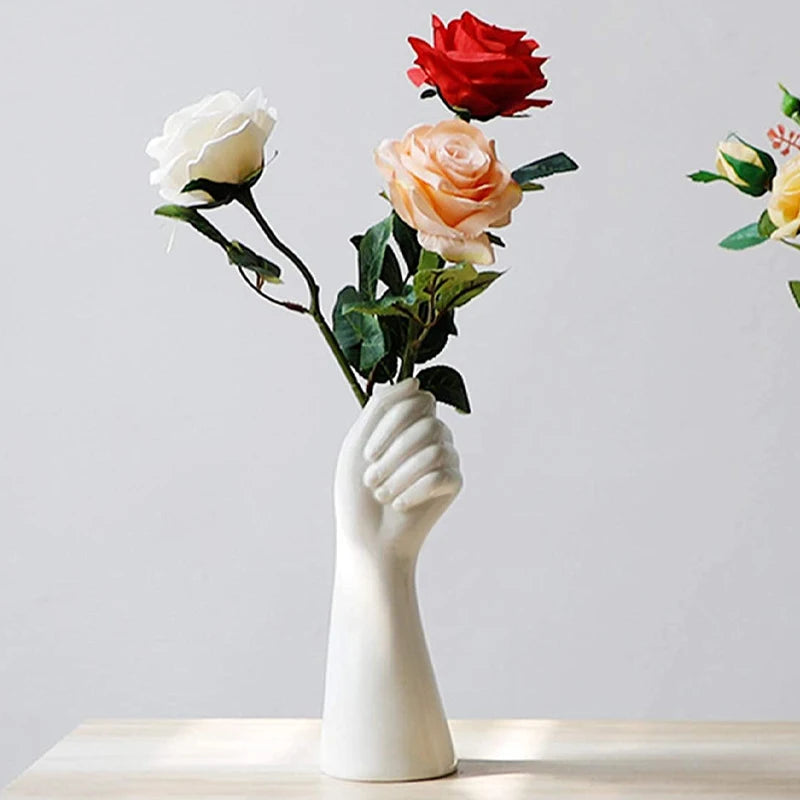 Nordic Style Ceramics Vase Modern Creative Hand Vase Flowers Arrangement Home Decor Office Desktop Living Room Ornament Gifts