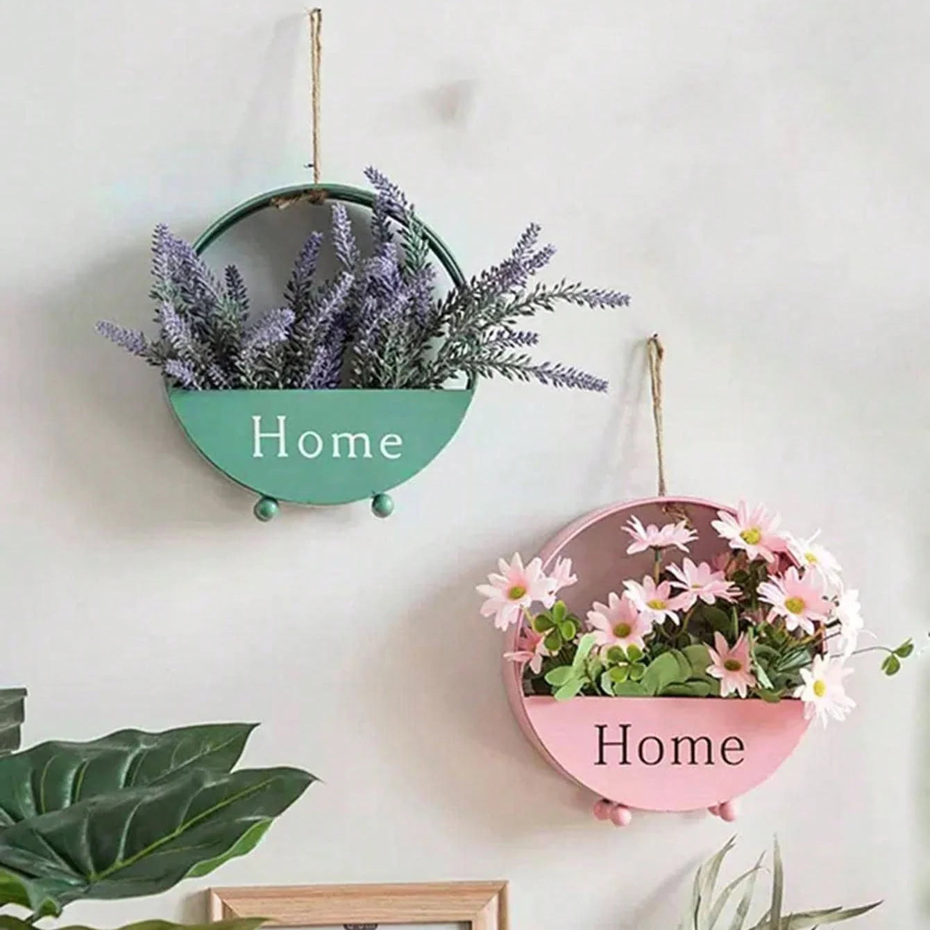 1pc-Wall Hanging Planter Oblate Flower Vase For Hydroponics Plants, Home Office Living Room Decor
