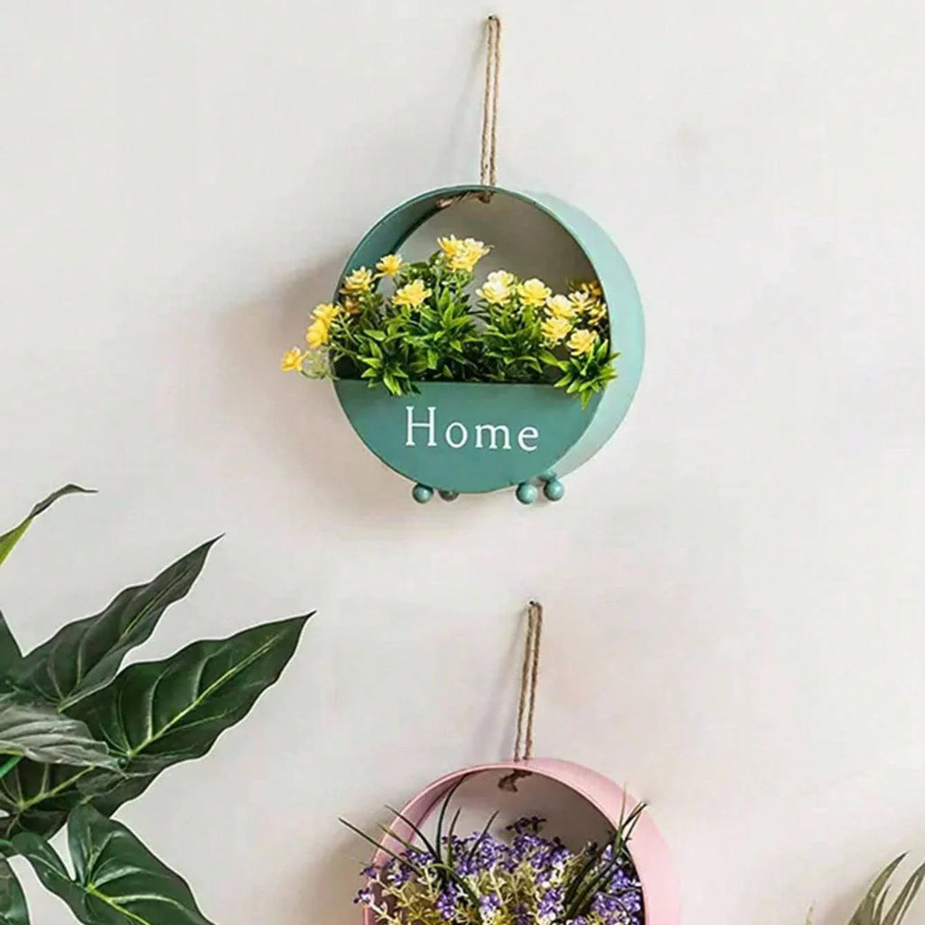 1pc-Wall Hanging Planter Oblate Flower Vase For Hydroponics Plants, Home Office Living Room Decor